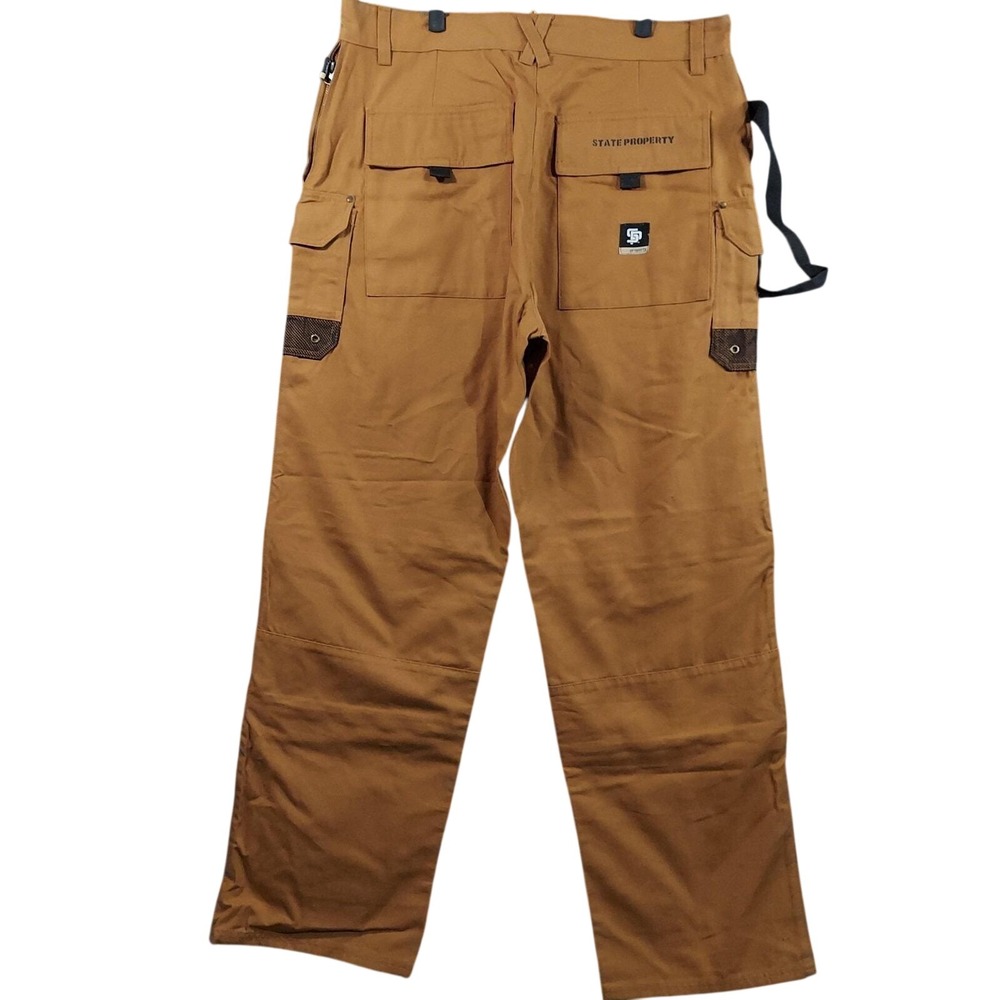 Vintage State Property‎ Cargo Pants Mens 38x34 Canvas Utility Strap Y2K Baggy